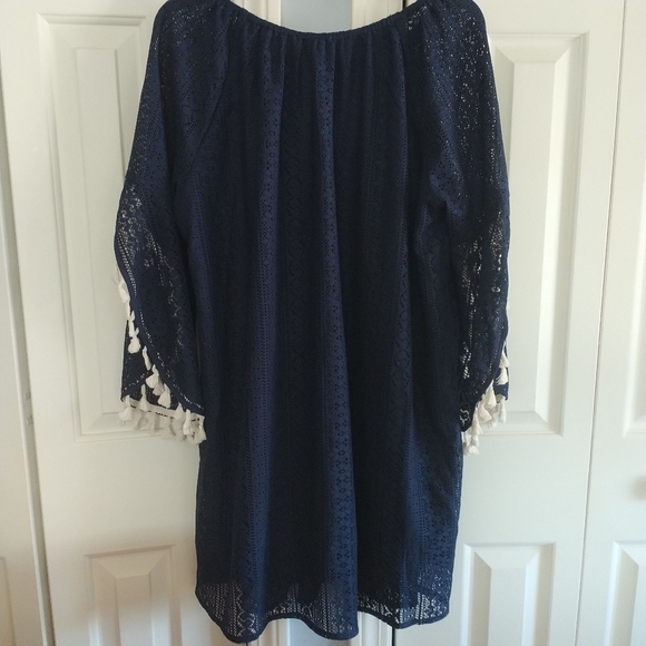 Indigo soul Crochet Tassel Navy Dress X Large - Picture 6 of 11